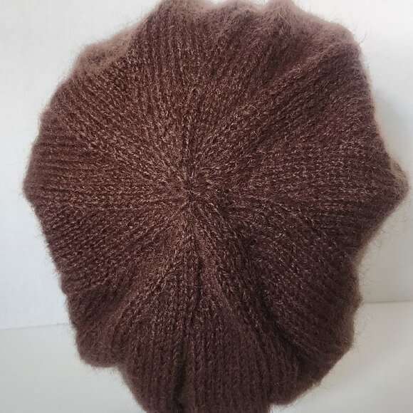 Brown Hand Knit Mohair Beret - Picture 1 of 2